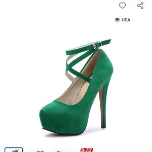 Elegant Green Women's Platform Heels